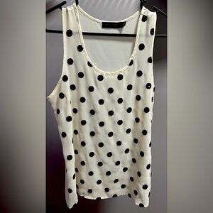 THE LIMITED size SMALL short sleeve white and black polka dotted tank top